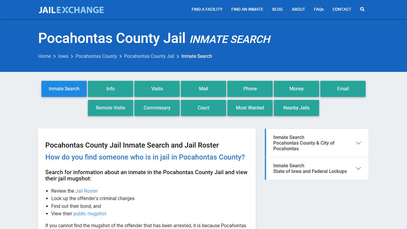 Pocahontas County Jail Inmate Search - Jail Exchange
